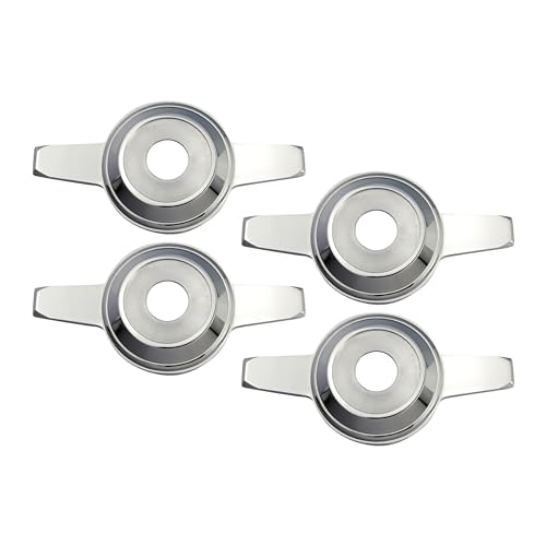 British Wire Wheel Zenith Style 2 Ear Cut Spinner Caps (Set of 4) | Triple Chrome Plated 2 Bar/Wing Straight Knock Off Spinner Caps with Wheel Chip Recess | Designed for Lowrider Cars with Wire Wheels