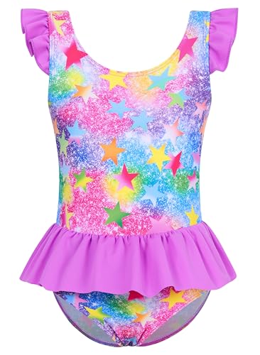 Image of Toddler Girls One Piece Ruffle Swimsuit Mermaid Bathing Suit 2-7Y