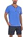 Irdcomps Pyjama Herren Kurz Schlafanzug Shorty Sommer Baumwolle Zweiteilige Nachtwäsche Männer Schlafanzüge Karierter mit Shorts Blau L Ort mit günstig Kaufen-Irdcomps Pyjama Herren Kurz Schlafanzug Shorty Sommer Baumwolle Zweiteilige Nachtwäsche Männer Schlafanzüge Karierter mit Shorts Blau L