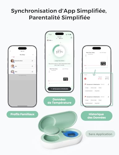 Thermomètre médical Momcozy bébé connecté Bluetooth vert - 6