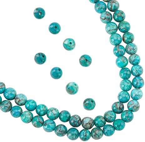 Fil De Perles En Turquoise Naturelle D'Afrique - Boules 12mm, Environ 31 Pièces, 39cm