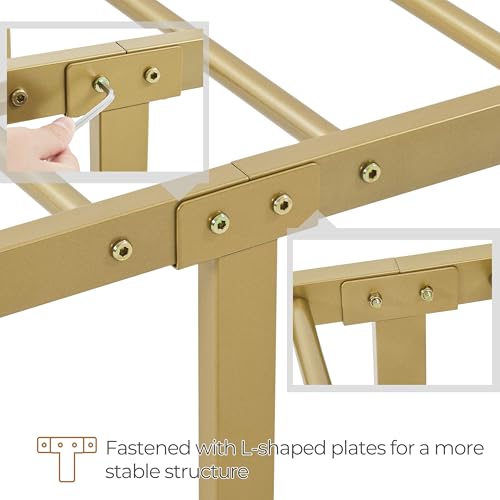 Yaheetech Classic Metal Platform Bed Frame Mattress Foundation with Victorian Style Iron-Art Headboard/Footboard/Under Bed Storage/No Box Spring Needed/King Size Antique Gold