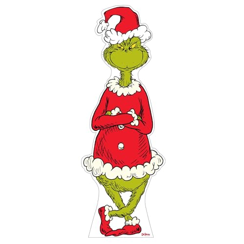 Dr. Seuss The Grinch Cardboard Standee Life Size Grinch Santa Character Cutout Party Decoration for Classrooms Libraries and Holiday Parties -Officially Licensed