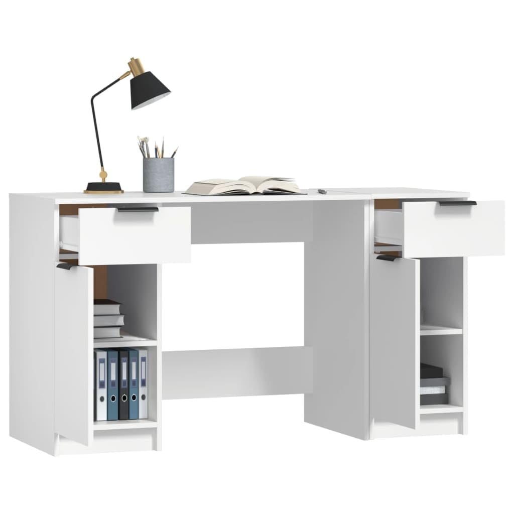 Scrivania bianca con mensola, in legno, 100 x 50 x 75 cm, materiale resistente, molto spazio, design moderno per ufficio e studio