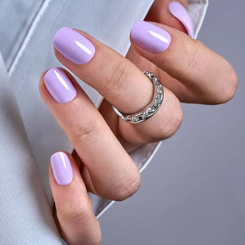 Image of CurvLife Press On Nails Extra Short - 30Pcs Soft Gel Fake Nails, Reusable Glue On Nail Kit with Adhesive Tabs, Natural Fit & Salon-Quality for Women & Girls (Lilac Mist)