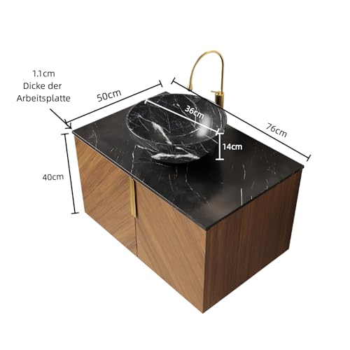 Lavabo de baño de 76 cm con encimera de piedra sinterizada resistente 3