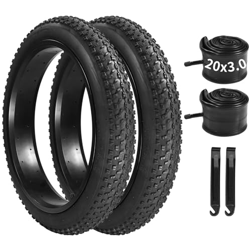 2 Pack 20 x 3.0 in Fat Bike Tires & Tubes 20 Inch Fat Tire Folding Tires 76-406 20x3.0 Ebike Tires with Levers 20x 3.0 Electric Bike Tire for Mountain Bikes & Ebikes (203.0 2pcs Fat Bike tire)