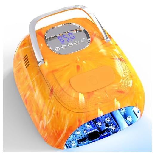 LimeGirl Lâmpada de unhas sem fio, secador de unhas LED UV potente de 72 W com contas e bateria substituíveis, luz UV para esmalte de gel, recarregável e portátil para salão de beleza e casa (laranja