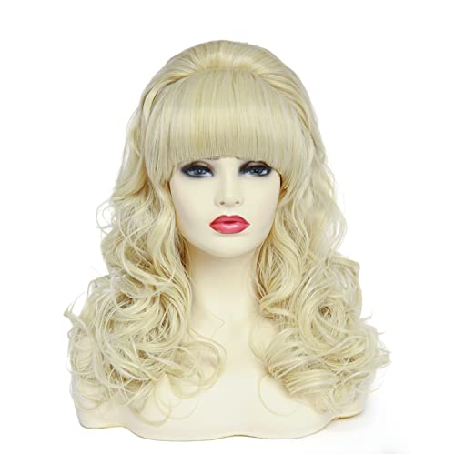 Rugelyss Long Wavy Blonde Wig With Bang Big Bouffant Beehive Wigs For Women Fits 80S Costume Or Halloween Party #TOP1