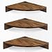 Homode Corner Shelf Wall Mount, Set of 3 Floating Corner Shelves with Cord Hole, 3 Tier Wood Wall Display Shelf, Storage for Bathroom Living Room Kitchen Bedroom, Rustic Brown and Black