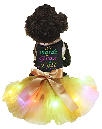 Robe pour chien lumineuse LED noir et or style Mardi Gras - 2