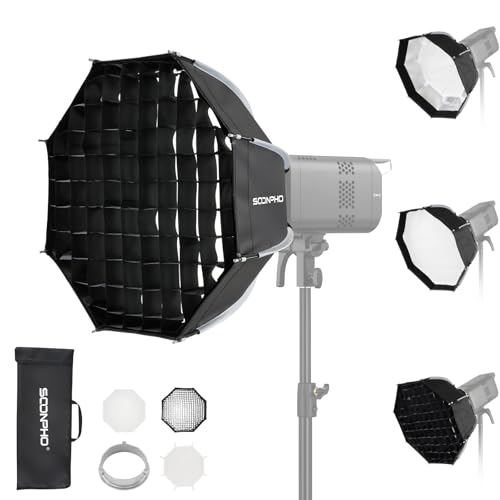 Soonpho 18"/45cm Octagonal Softbox, Quick Release Bowens Mount Softbox with Honeycomb Grid, Light Diffusers, Bag for Godox SL60W, SL60IID, SL60IIBI, for Neewer CB60B, FS150B, CB100C, for Amaran 200x S - image 1