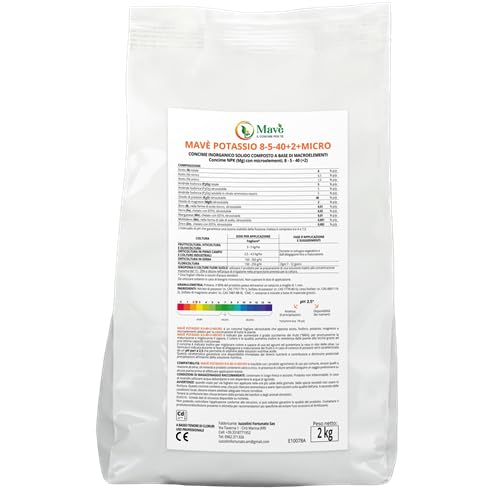 Concime fogliare 8 5 40 Mavè potassio 2 kg - stimola la maturazione ed aumenta la pezzatura dei frutti - fertilizzante NPK per piante