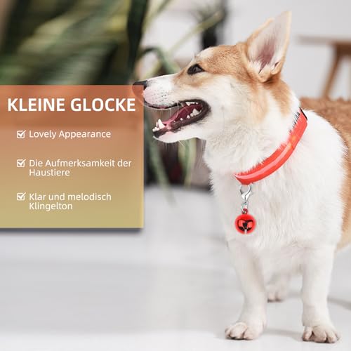 9 Stück Katzen und Hundehalsbandglocken, Haustierglocke für Katzenhalsband Schlüsselring Hundehalsbandglocken, Kätzchen Welpen kleine Glocken mit Verschlüssen, Festival Party DIY kleine Glocken
