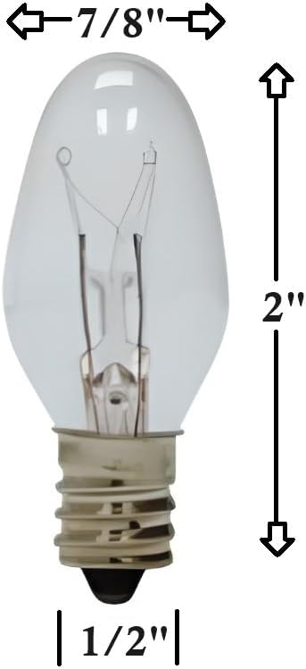 OCS Parts E12 Candelabra Base Multipurpose Dimmable Light Bulbs | 10-Pack | C7 Warm White Light Bulbs for Scentsy Plug-Ins, Salt Lamps, Candle & Wax Warmers, Night Lights, and Chandeliers (15-Watt)