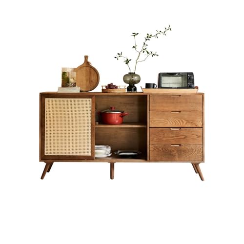 NEBE Sideboard Japanischer Stil Rattan Modern Massivholz Doppeltür...
