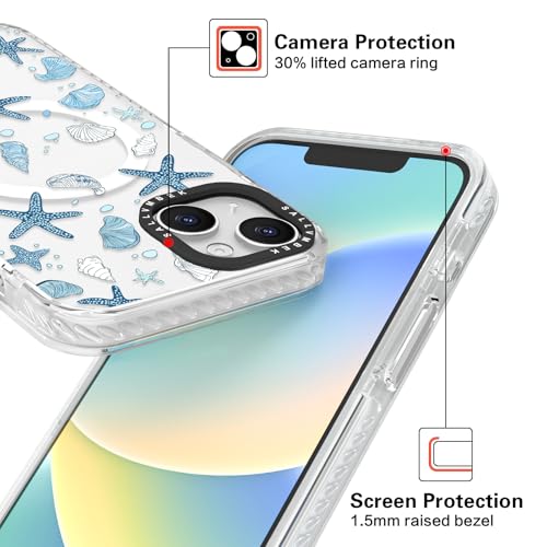 sallvmbek for iPhone 14 Case/iPhone 13 Case 6.1 inch,Compatible with MagSafe,Cute Design Seashells Beach Summer Print Pattern,Magnetic Shockproof Protective TPU Bumper Mag Safe Cases for Women Girly by sallvmbek - Used condition - Image 5