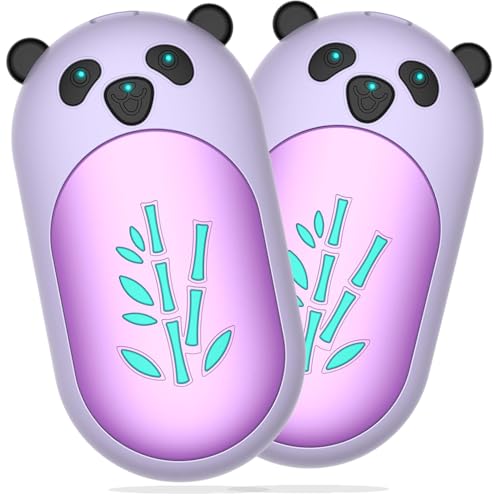 ?Hand Warmers 2 Pack,Hand Warmers Rechargeable 6000mAh 20Hrs Long Safe Heat AI Smart Chips,Portable Pocket Heater,Gifts for Birthday,Outdoor,Golf,Hunting,Camping Accessories,Purple