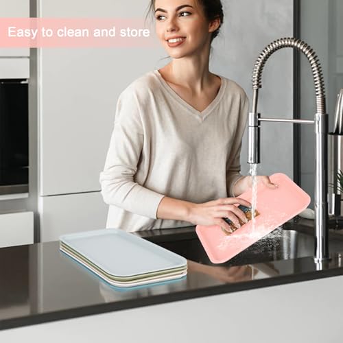 6 Pezzi vassoio plastica rettangolare, vassoio caffe 24.8 x 17.8 cm vassoio servizio rettangolare per snack cibo biscotti per la casa cucina sala (6 colori) - immagine 6