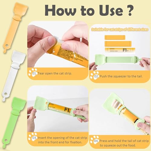 Image of Inralimot 1pack Cat Strip Feeder and Pet Food Mixing Spoon,Orange Cats Stripe Squeeze Spoon Multifunctional Lickable Treat Feeding Dispenser for Cat Liquid Snack and Wet Food