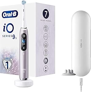 Oral-B iO 9s Go Electric Electric Toothbrush with Artificial Intelligence, Brushing Sensor, 1 Head, Travel Case, Lithium Battery, Gift Idea, Pink