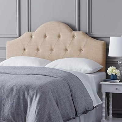Amazon Brand – Ravenna Home Haraden Modern Scroll-Topped Button-Tufted King Bed Headboard, 82"W, Beige 411InKloaNL. SS400