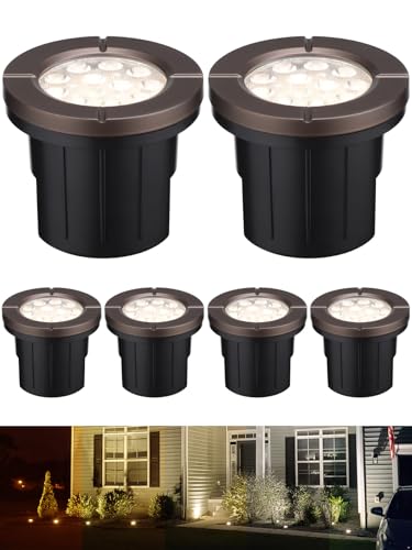 LEONLITE 6-Pack Dia. 4 Inch 5CCT Well Lights Flat Top Oil Rubbed Bronze