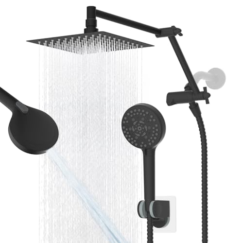 Image of Metal Rain Shower Head with Handheld, 8 inch High-Pressure Showerhead,10-Mode