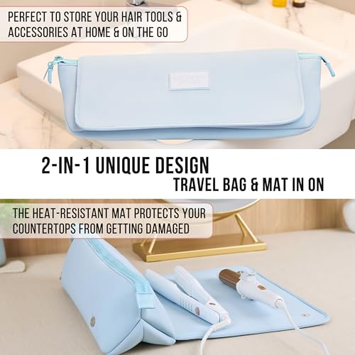 image for BAREFOOT CARIBOU Hair Tools Travel Bag and Heat Resistant Mat (15.5