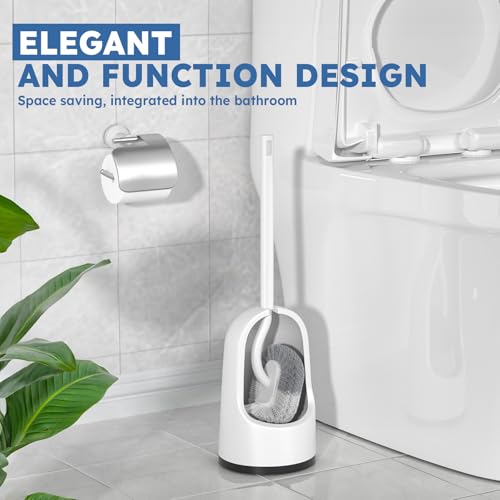 Image of Toilet Brush, 2 Pack Toilet Brush and Holder Set with Durable Curved BristlesToilet Scrubber, Toilet Bowl Brush with Extra Long Handle,Toilet Cleaner with Caddy for Bathroom Deep Cleaning