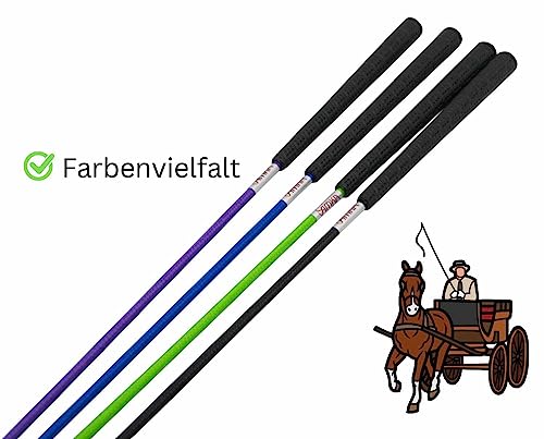 AMKA Bogenpeitsche Fahrpeitsche 100 cm für Horsemanship Bodenarbeit Fahrsport Diverse Farben gummierter Spezialgriff