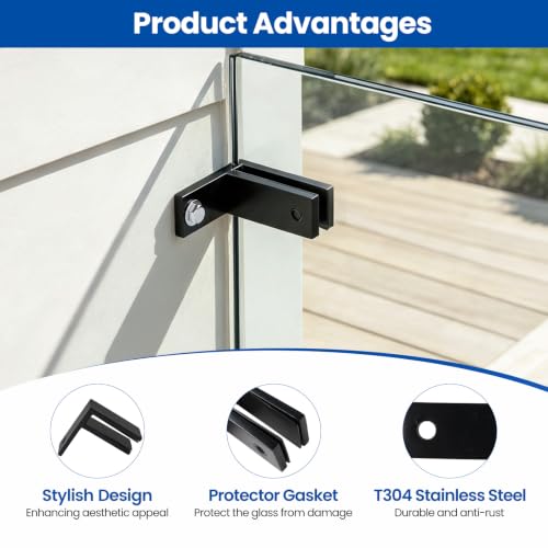 Muzata 2Pack Black Glass Railing Clamp 90 Degrees Wall-to-Glass GA09 BB4 by Muzata - Used condition - Image 5