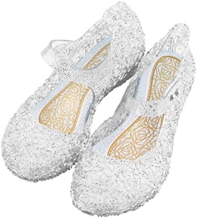 TANDEFLY Princess Girls Sandals Jelly Mary Jane Flats Shoes Dress Up Dance Party Cosplay Shoes for Kids Toddler White