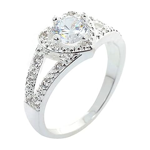 shiYsRL Exquisite Jewelry Ring Love Rings Women 925 Sterling Silver Crystal Love Heart Shaped Ring Bridal Wedding Jewelry Wedding Band Best Gifts for Love with Valentine's Day (1#, US 8) Cover