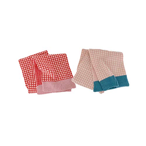 Cntqiang Winter Scarfs for Kids Knitted Plaid Scarves Thicken Warm Children Shawl Neckerchief 2Pcs (B)