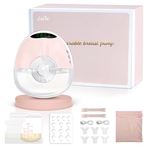 Lulia Wearable Breast Pump Electric, 4 Modes 9 Levels, Hands-Free Breast Pump with Strong Suction, 6oz Large Capacity, Private,17/19/21/24MM Flanges Included (1 Pack,Pink)