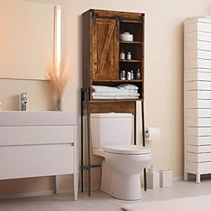 Homajor Over The Toilet Storage Cabinet,Over Toilet Bathroom Organizer,Above Toilet Storage Cabinet,Bathroom Storage Cabinet Over Toilet,with Adjustable Shelf,Sliding Door(Browm)