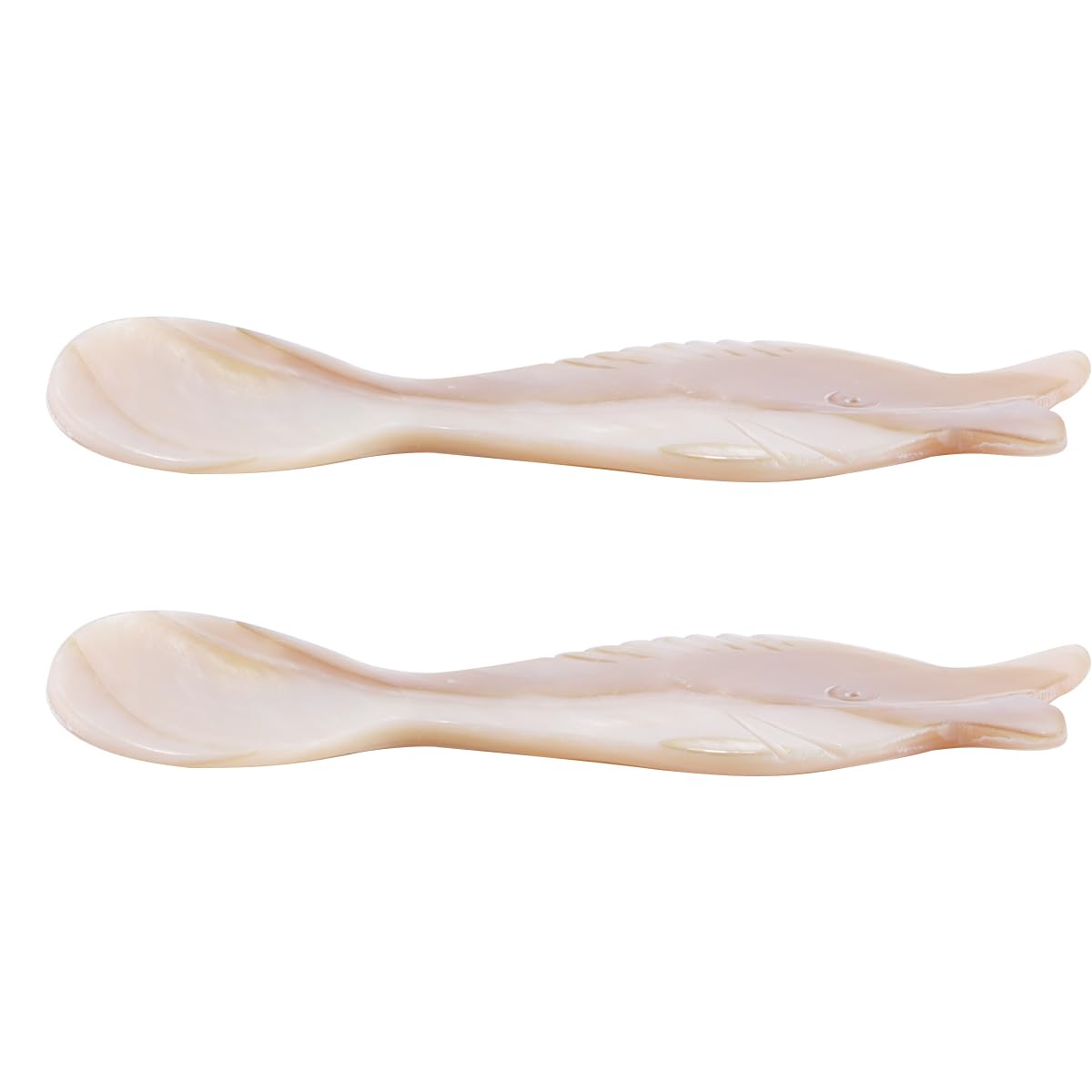 WANGCL Confezione da 2 cucchiai da caviale in madreperla fatti a mano – Manico rotondo color caffè (9x2,4 cm) per servire le uova di caviale