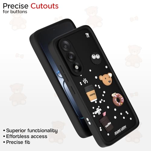 Image of Pikkme Back Cover for Oneplus Nord 5 5G | 3D Bear Silicone Cute & Fun Coffee Cartoon | Full Body Protection Bumper Case (Black)