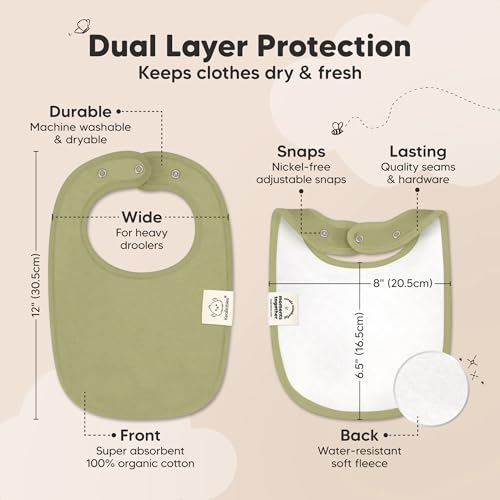Image of KeaBabies 8-Pack Organic Baby Bibs for Drooling and Teething (Hunter) | Soft Cotton Bibs for Baby Girl, Boy, Extra Absorbent, Easy to Clean & Put On, Toddler, Newborn, Infant 0-24 Months