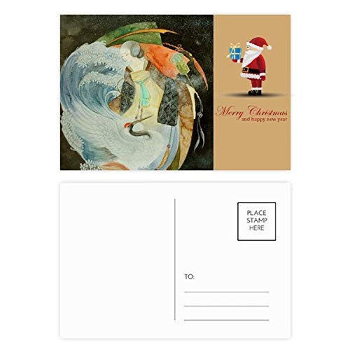 Cartes postales chinoises Père Noël White Crane lot de 20 papeterie hivernale pour vœux originaux