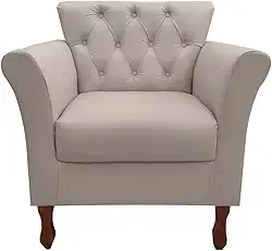 Poltrona Decorativa Moderna Para Sala Quarto e Escritório Viena cor:Corino Bege