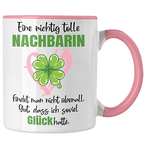 Trendation - Beste Nachbarin Tasse Geschenk Geburtstag Freundin Lieblings Nachbarin Geschenkidee Abschied Abschiedsgeschenk Weihnachten (Rosa)