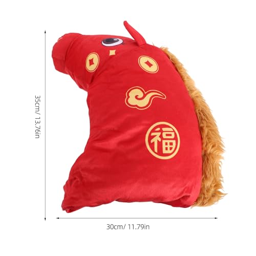 Chapeau peluche rouge cheval chaud et doux pour hiver festif