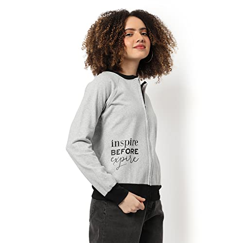Image of PINACOLADA Women Stylish Zipper Sweatshirt Regular Fit for Casual Wear | Full Sleeves | Cotton | Sweatshirt Crafted with Comfort Fit and High Performance for Everyday Wear