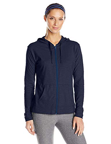 Hanes Women's Jersey Full Zip Hoodie, Navy, Large