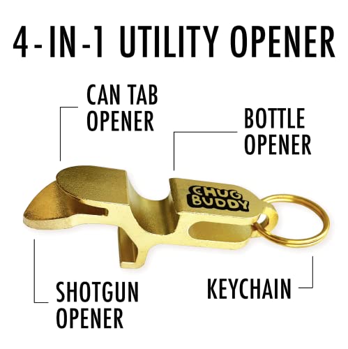 Chug Buddy Shotgun Tool Metal Can Opener Keychain - Shotgun Tool - Shot Gun Tool gold steel 4in1 tool - parties tailgating gift (Black) by Chug Buddy - Used condition - Image 2