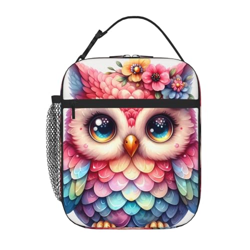 Cemfyzoch Animal Color Owl Kids Lunch Bag For Girls Boys Insulated Lunch Box Portable Reusable Tote Bags Lunchbox Cooler Bento Box Meal Prep Box Kid...