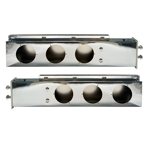 Image of New 30 inch Chrome Mud Flap Hanger with Light Cutouts Spring Loaded 2 1 /2 Bolt Pattern Length 30 inch Light Cutout 4 inch for Freightliner Kenworth Peterbilt International Mack Volvo