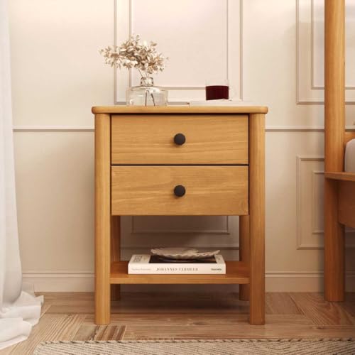 IDIMEX Table de Chevet APOANA H 54 cm en Bois Massif Coloris chêne avec 2 Tiroirs et 1 Étagère inférieure, Table de Nuit au Style Naturel et Moderne